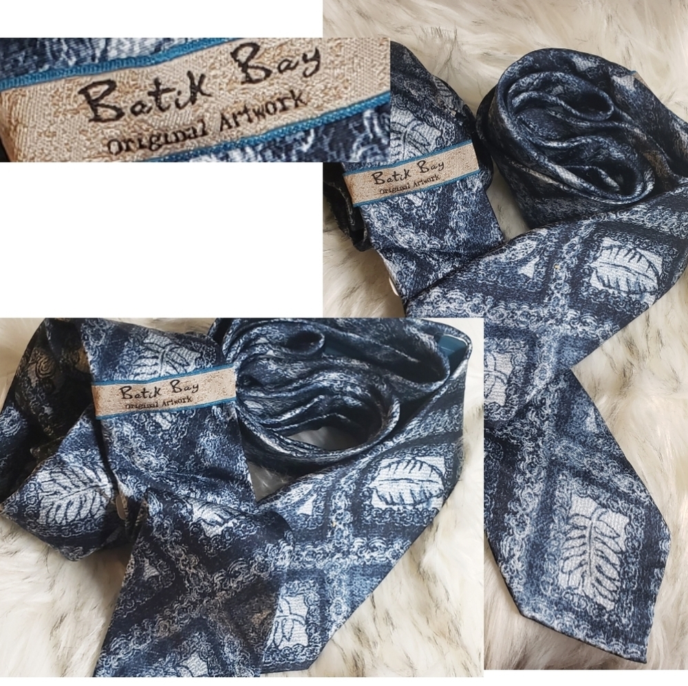 Batik Bay 100% silk (original artwork) indigo ties